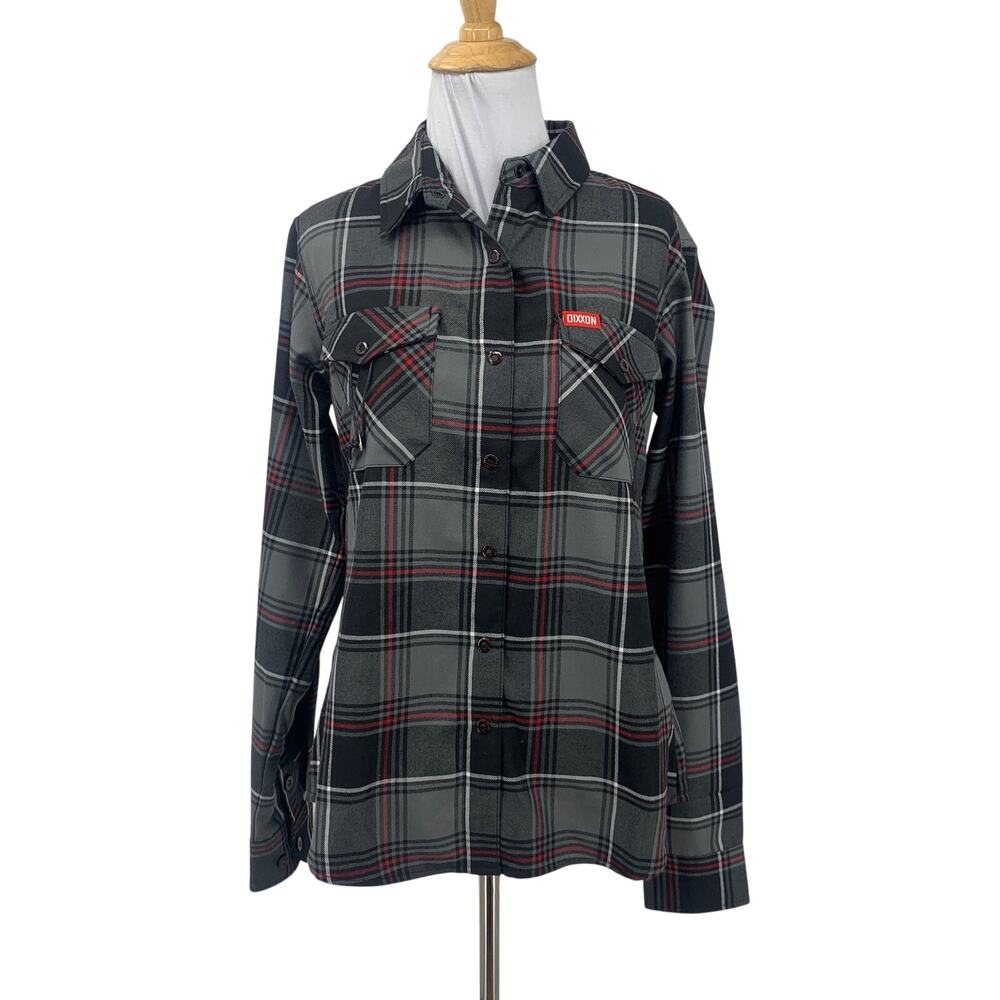 Dixxon Shirt Womens M Medium Gray Black Boneless 10 Yr Anniversary Flannel Plaid
